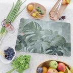 Teal Green Monstera Leaves  Jungle Vibes Cutting Board Gallery Image 2