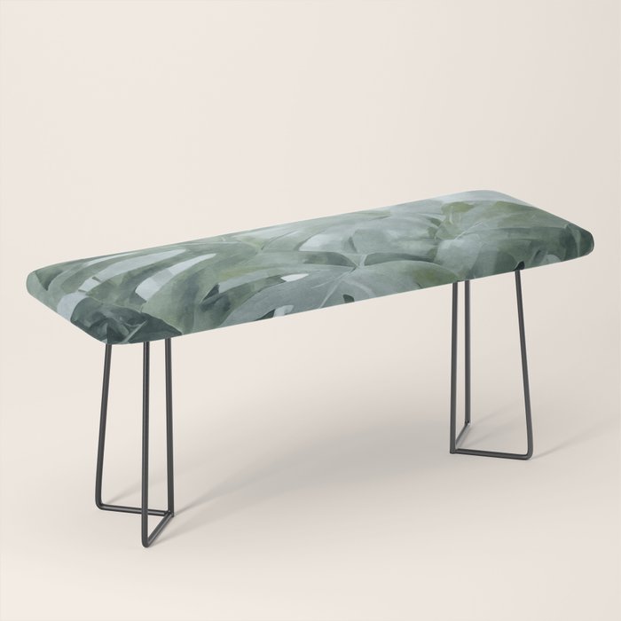 Teal Green Monstera Leaves  Jungle Vibes Bench Gallery Image 1