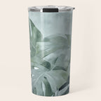 Teal Green Monstera Leaves  Jungle Vibes Travel Mug Gallery Image 1