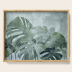 Teal Green Monstera Leaves  Jungle Vibes Serving Tray Gallery Image 1