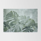 Teal Green Monstera Leaves  Jungle Vibes Rug Gallery Image 2