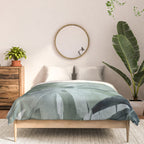Teal Green Monstera Leaves  Jungle Vibes Comforter Gallery Image 3