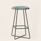 Teal Green Monstera Leaves  Jungle Vibes Stool Gallery Image 1