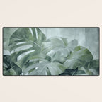 Teal Green Monstera Leaves  Jungle Vibes Desk Mat Gallery Image 3