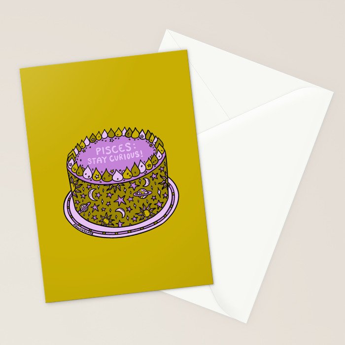Pisces Cake Stationery Card Gallery Image 2