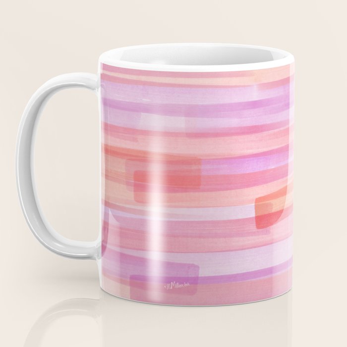 Abstract Watercolor Waves in Pink Sunset Coffee Mug Gallery Image 3