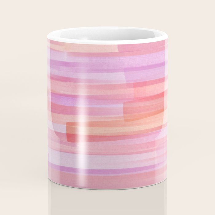 Abstract Watercolor Waves in Pink Sunset Coffee Mug Gallery Image 4