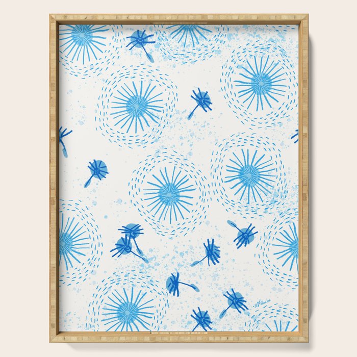 Make A Wish Dandelion Pattern in Sky Blue & Off White Serving Tray Gallery Image 1