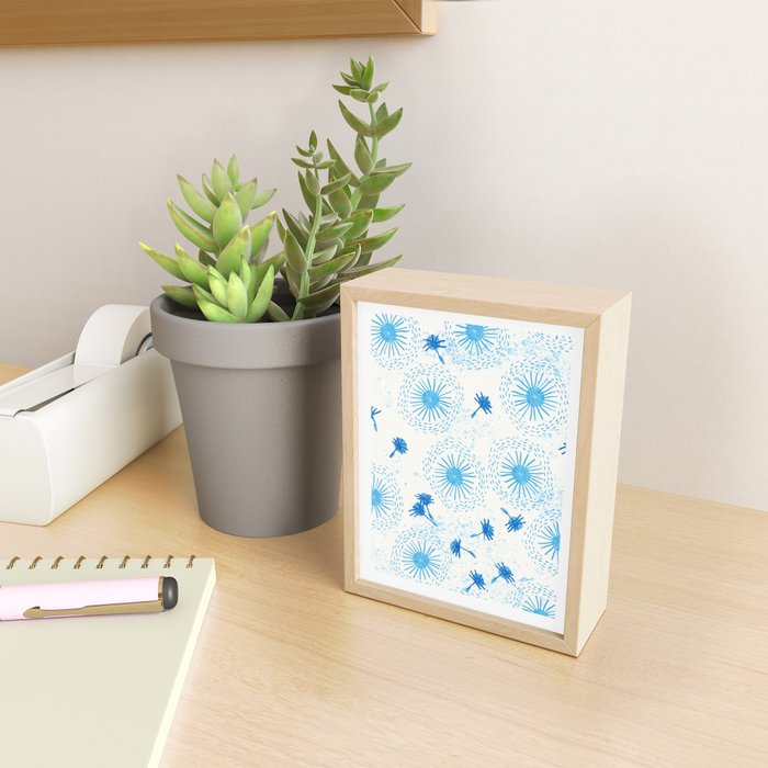 Make A Wish Dandelion Pattern in Sky Blue & Off White Mini Art Print Gallery Image 2