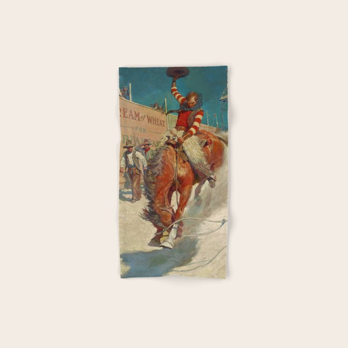 N C Wyeth Western Painting âThe Rodeoâ Bath Towel Gallery Image 1