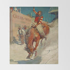 N C Wyeth Western Painting âThe Rodeoâ Throw Blanket Gallery Image 2