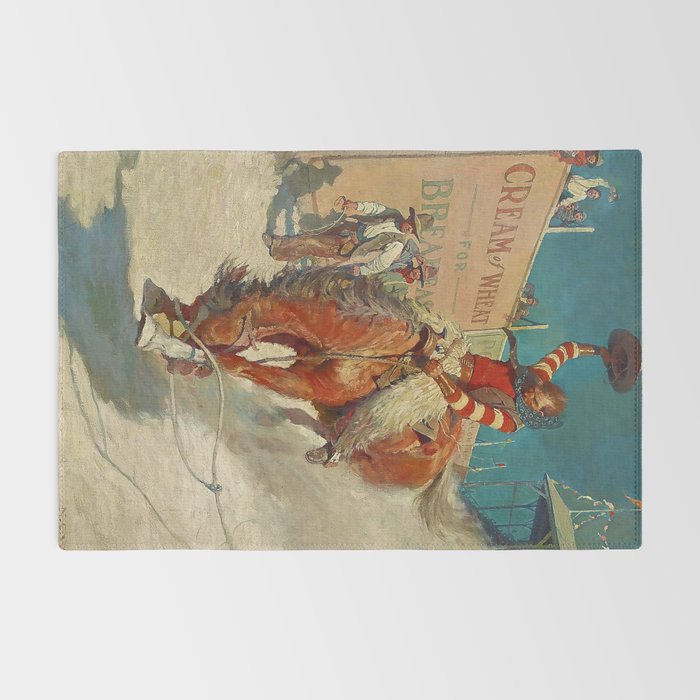N C Wyeth Western Painting âThe Rodeoâ Rug Gallery Image 2