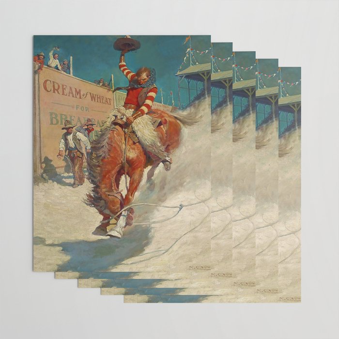 N C Wyeth Western Painting âThe Rodeoâ Wrapping Paper Gallery Image 3