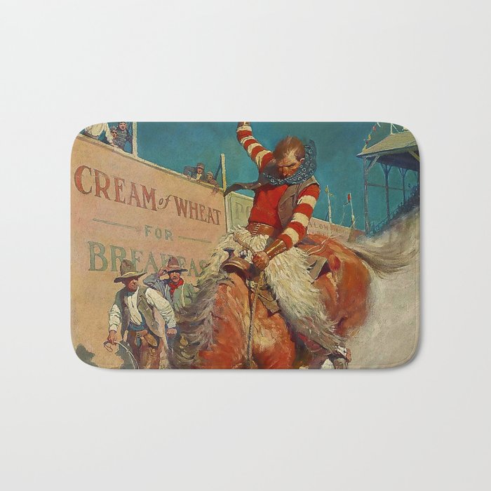 N C Wyeth Western Painting âThe Rodeoâ Bath Mat Gallery Image 1