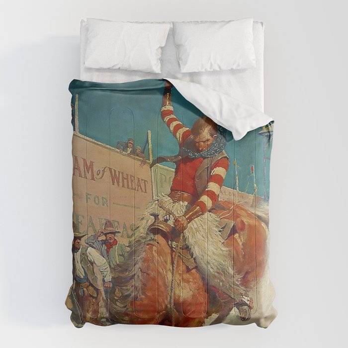 N C Wyeth Western Painting âThe Rodeoâ Comforter Gallery Image 6