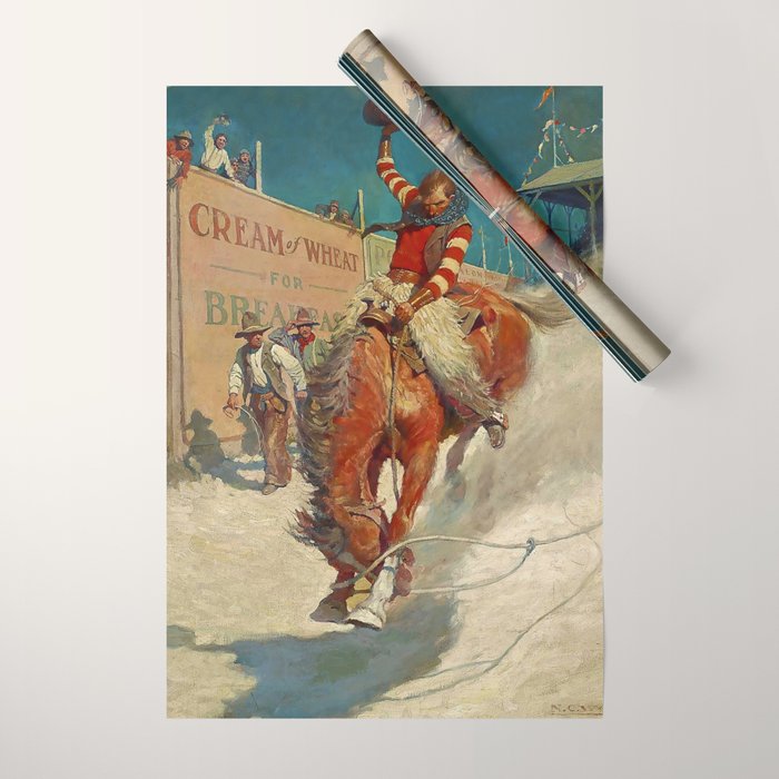 N C Wyeth Western Painting âThe Rodeoâ Wrapping Paper Gallery Image 1