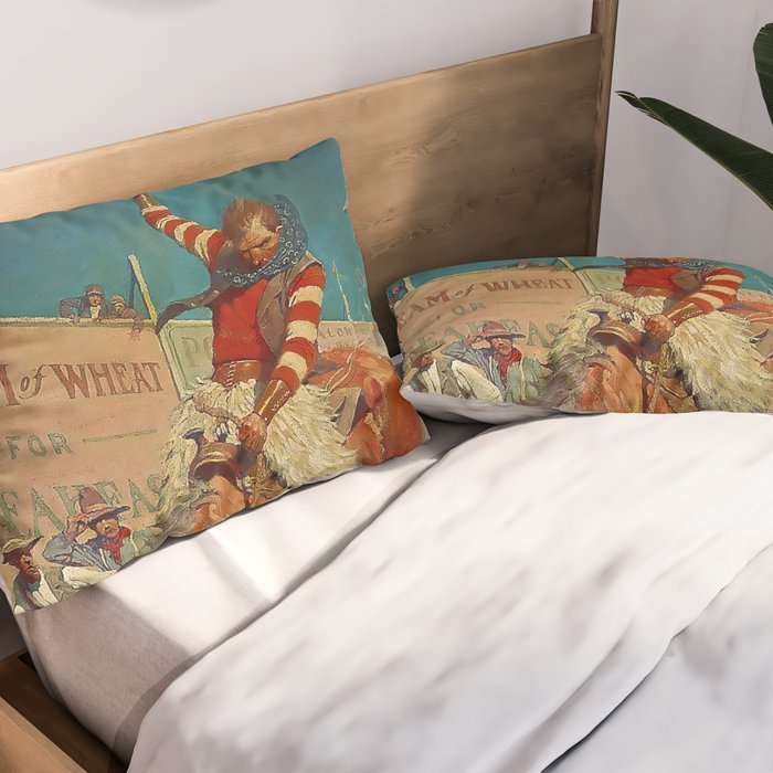 N C Wyeth Western Painting âThe Rodeoâ Pillow Sham Gallery Image 2