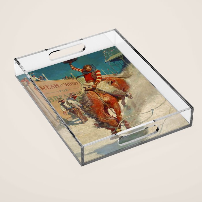 N C Wyeth Western Painting âThe Rodeoâ Acrylic Tray Gallery Image 1