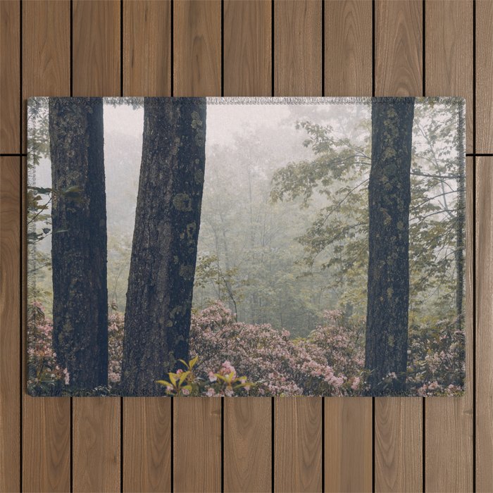 Forest Floral Foggy Wanderlust Adventure Outdoor Rug Gallery Image 1