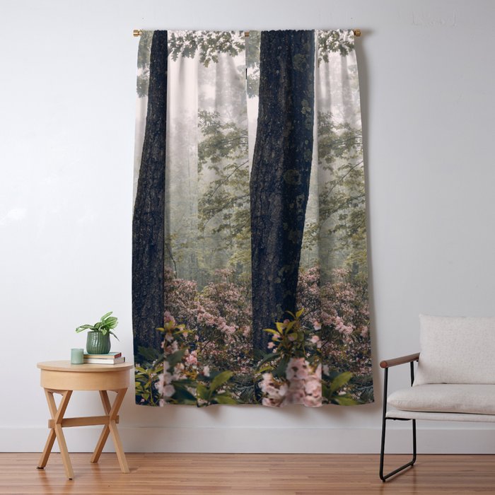 Forest Floral Foggy Wanderlust Adventure Window Curtain Gallery Image 1