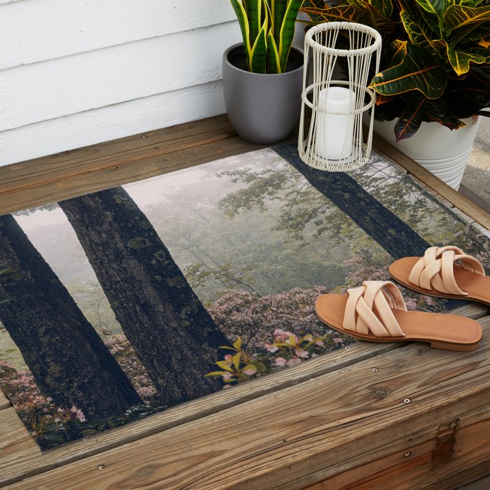 Forest Floral Foggy Wanderlust Adventure Outdoor Rug Gallery Image 2