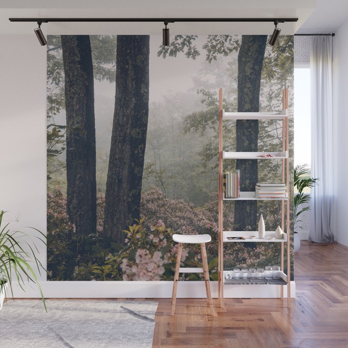 Forest Floral Foggy Wanderlust Adventure Wall Mural Gallery Image 1