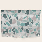 Festive, Terrazzo Mosaic Pattern, Teal, Green, Sage, Dusky Pink Wall Hanging Gallery Image 1