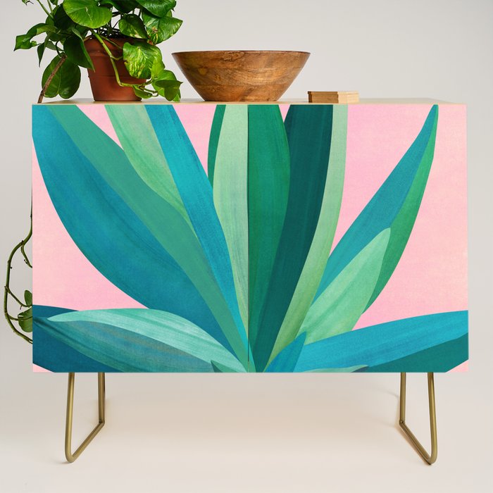Spring Cactus With Pink Sky / Desert Series Credenza Gallery Image 1
