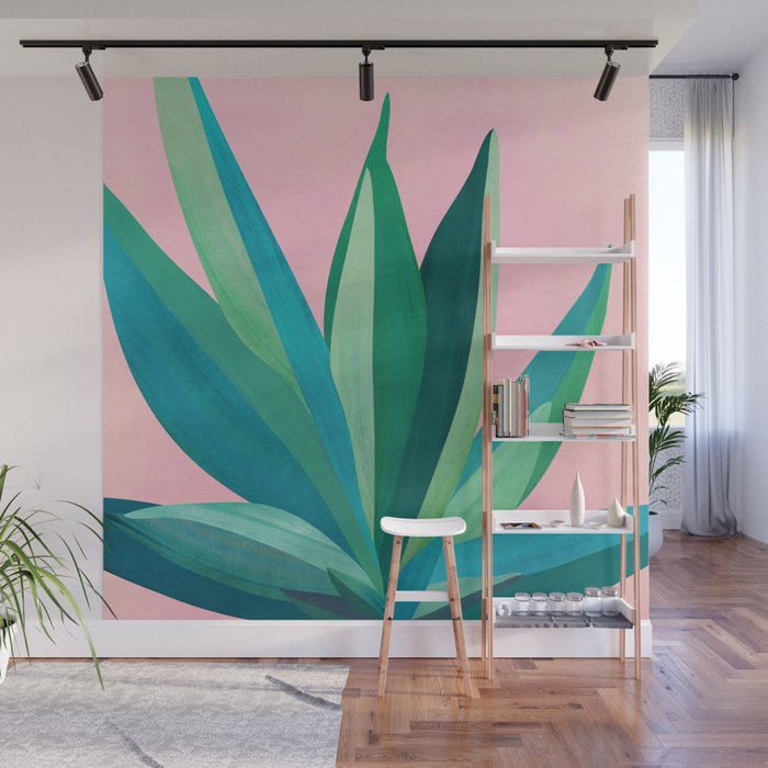 Spring Cactus With Pink Sky / Desert Series Wall Mural Gallery Image 1