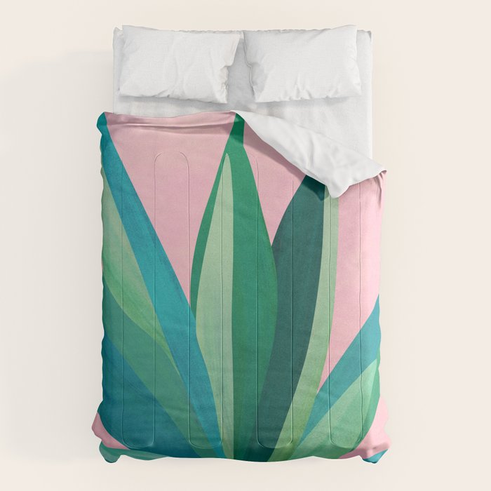 Spring Cactus With Pink Sky / Desert Series Comforter Gallery Image 1