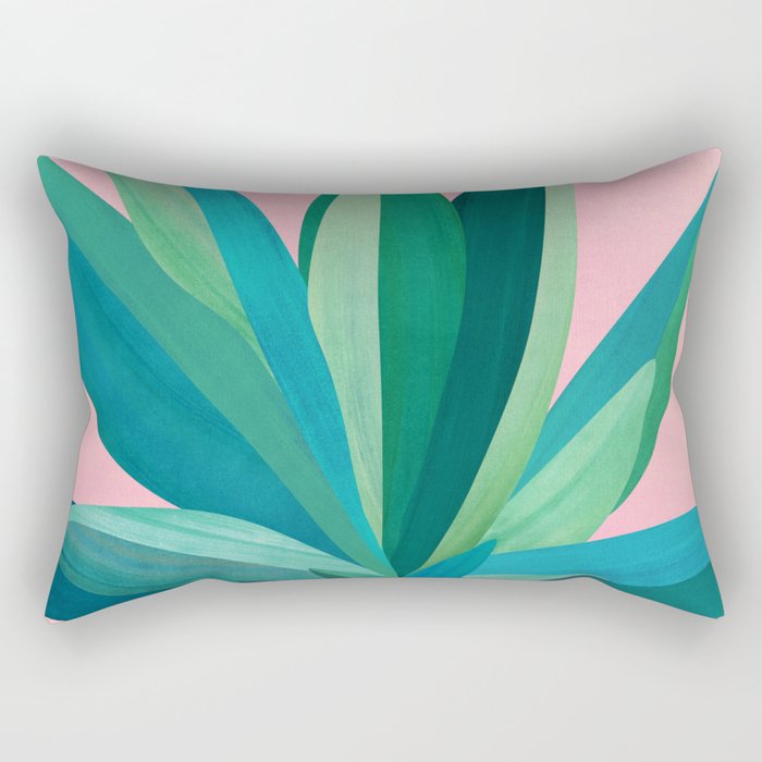Spring Cactus With Pink Sky / Desert Series Rectangular Pillow Gallery Image 1