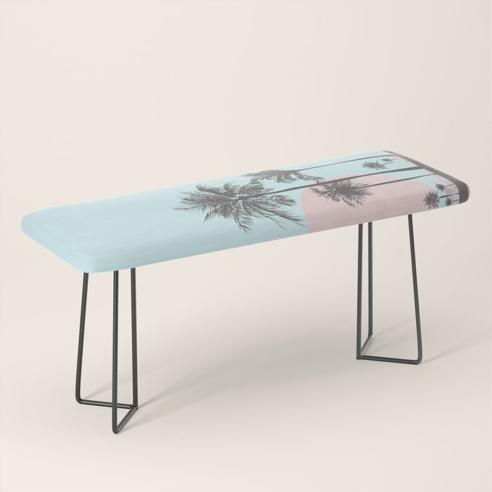 Beachfront palm tree soft pastel sunset graphic Bench Gallery Image 1