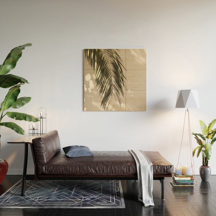 Palm Leaf Shadow Summer Wood Wall Art Gallery Image 2