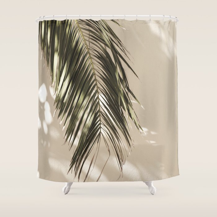 Palm Leaf Shadow Summer Shower Curtain Gallery Image 1