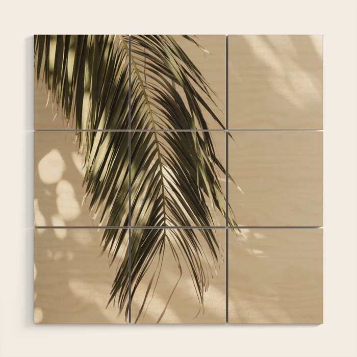Palm Leaf Shadow Summer Wood Wall Art Gallery Image 1