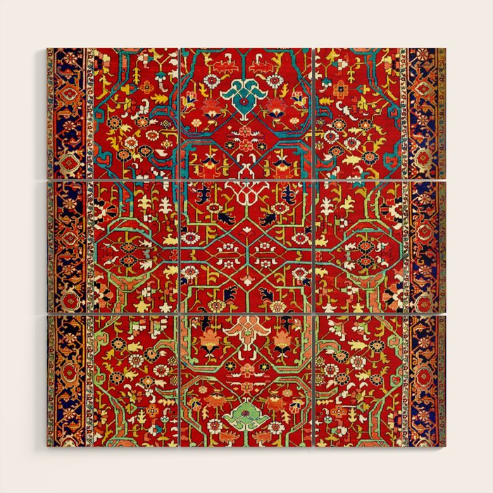Heriz Azerbaijan 19th Century Floral Rug  Wood Wall Art Gallery Image 1