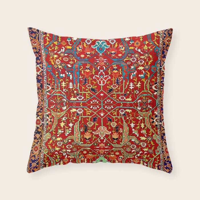 Heriz Azerbaijan 19th Century Floral Rug  Throw Pillow Gallery Image 6