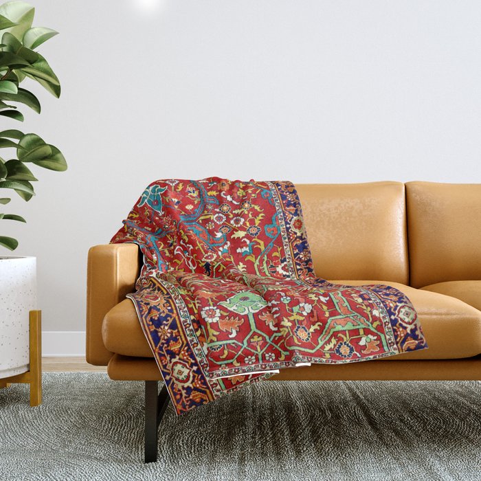 Heriz Azerbaijan 19th Century Floral Rug  Throw Blanket Gallery Image 1