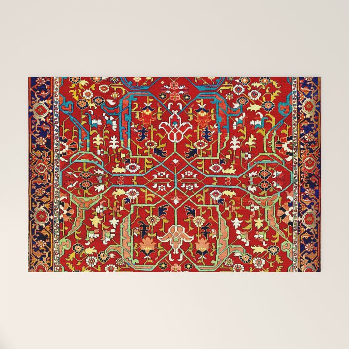 Heriz Azerbaijan 19th Century Floral Rug  Welcome Mat Gallery Image 1