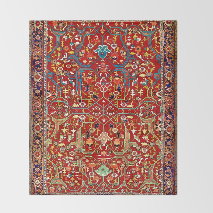 Heriz Azerbaijan 19th Century Floral Rug  Throw Blanket Gallery Image 2