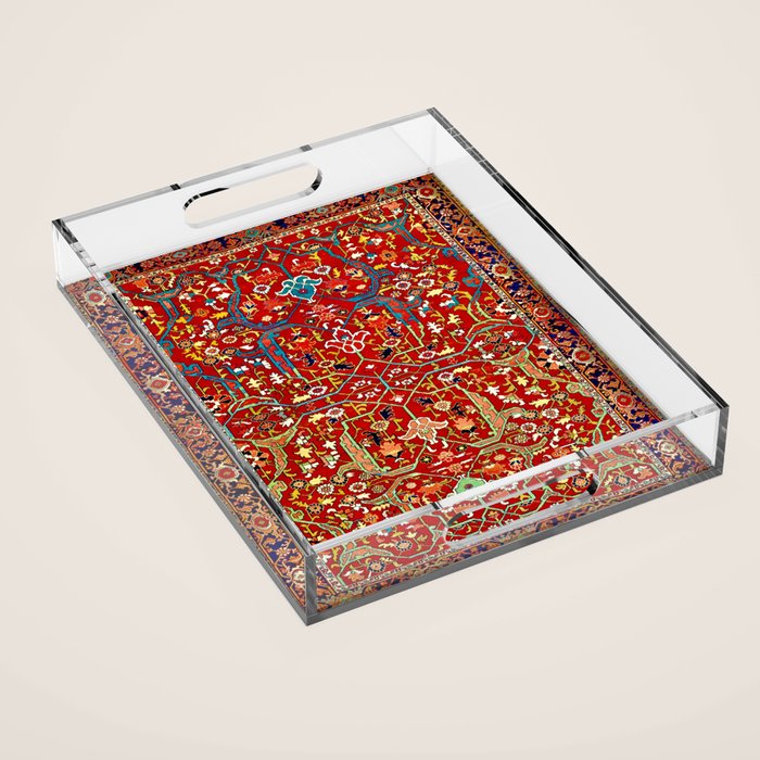 Heriz Azerbaijan 19th Century Floral Rug  Acrylic Tray Gallery Image 1