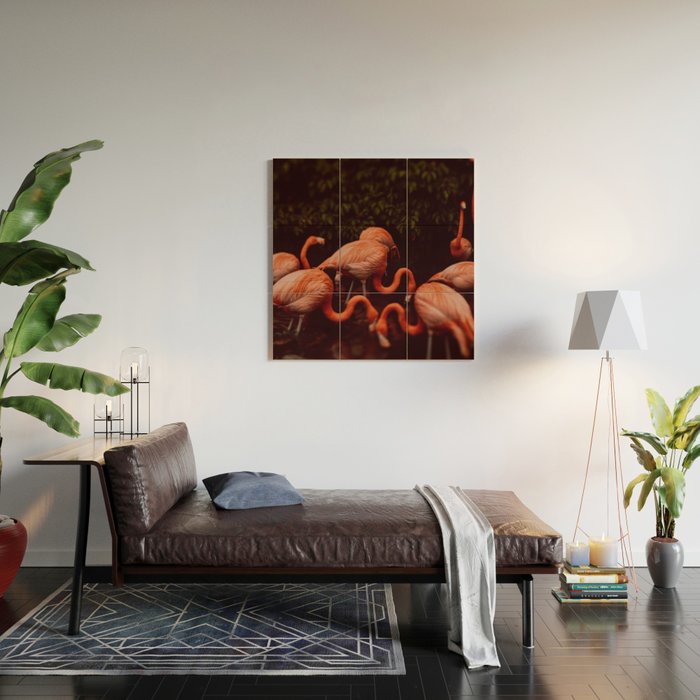 Flamingos Wood Wall Art Gallery Image 2