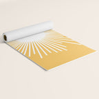 Mid Century Modern Sunburst - Minimalist Sun in Mustard Marigold Yellow and White Yoga Mat Gallery Image 2