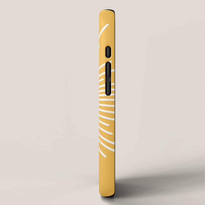Mid Century Modern Sunburst - Minimalist Sun in Mustard Marigold Yellow and White iPhone Case Gallery Image 2