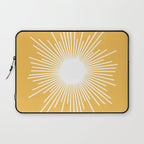 Mid Century Modern Sunburst - Minimalist Sun in Mustard Marigold Yellow and White Laptop Sleeve Gallery Image 1