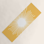 Mid Century Modern Sunburst - Minimalist Sun in Mustard Marigold Yellow and White Yoga Mat Gallery Image 1