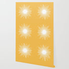 Mid Century Modern Sunburst - Minimalist Sun in Mustard Marigold Yellow and White Wallpaper Gallery Image 2