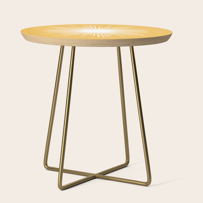 Mid Century Modern Sunburst - Minimalist Sun in Mustard Marigold Yellow and White Side Table Gallery Image 1