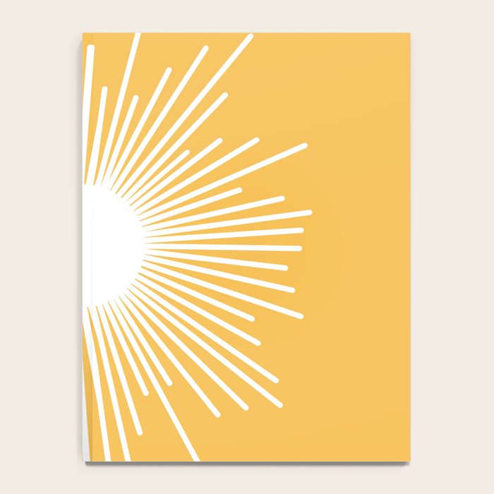 Mid Century Modern Sunburst - Minimalist Sun in Mustard Marigold Yellow and White Notebook Gallery Image 4