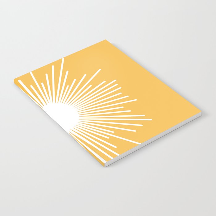 Mid Century Modern Sunburst - Minimalist Sun in Mustard Marigold Yellow and White Notebook Gallery Image 2